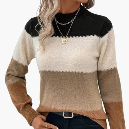 Women's Color Block Crew Neck Sweater