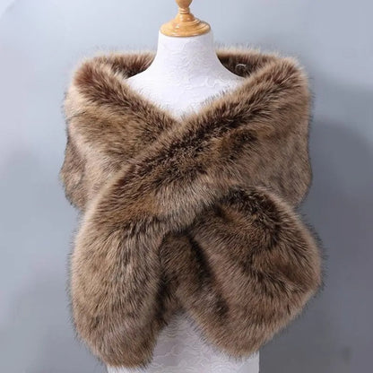Soft Faux Fur Shawl with Full Shoulder Wrap - EasyApparels