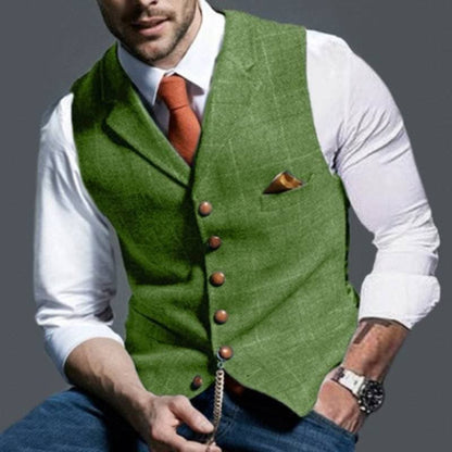 Slim Fit Men's Vest with Button Front