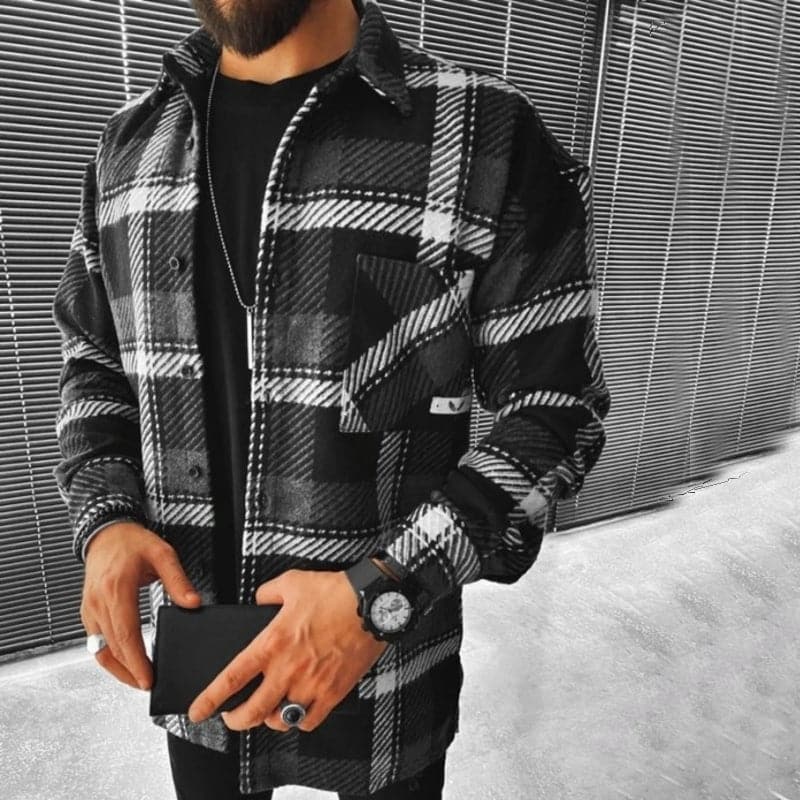 Rugged Plaid Shirt Jacket for Men - EasyApparels
