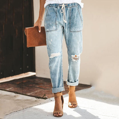 Comfortable Women's Ripped Jogger Jeans - EasyApparels