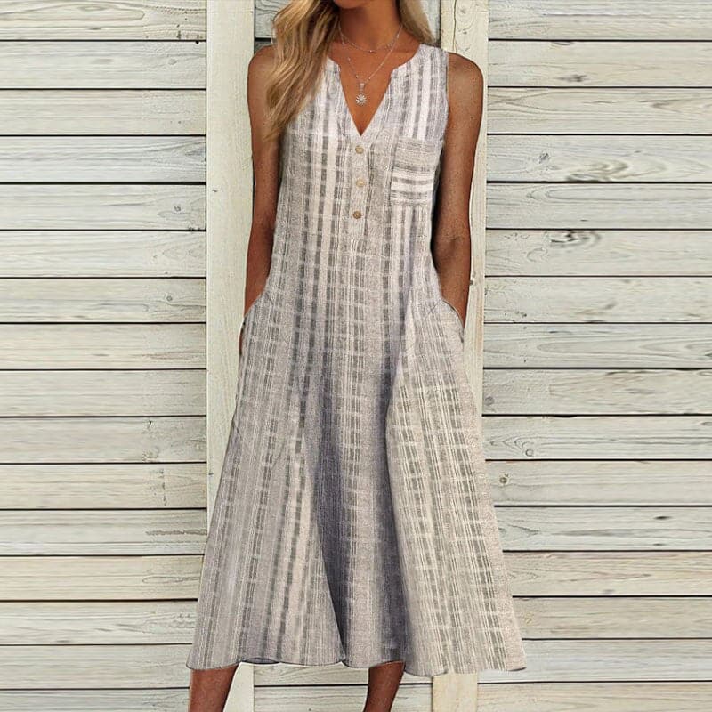 Morgane - Chic Long Dress with Side Pockets - EasyApparels