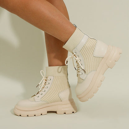 Women's Knit Boots with Thick Sole and Comfort Fit - EasyApparels