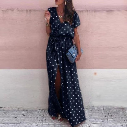 Spotted Long Sleeve Maxi Dress