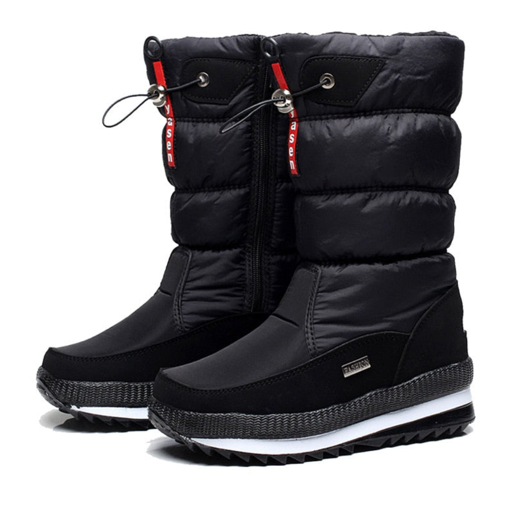 Warm Women's Snow Waterproof Zip Boots - EasyApparels
