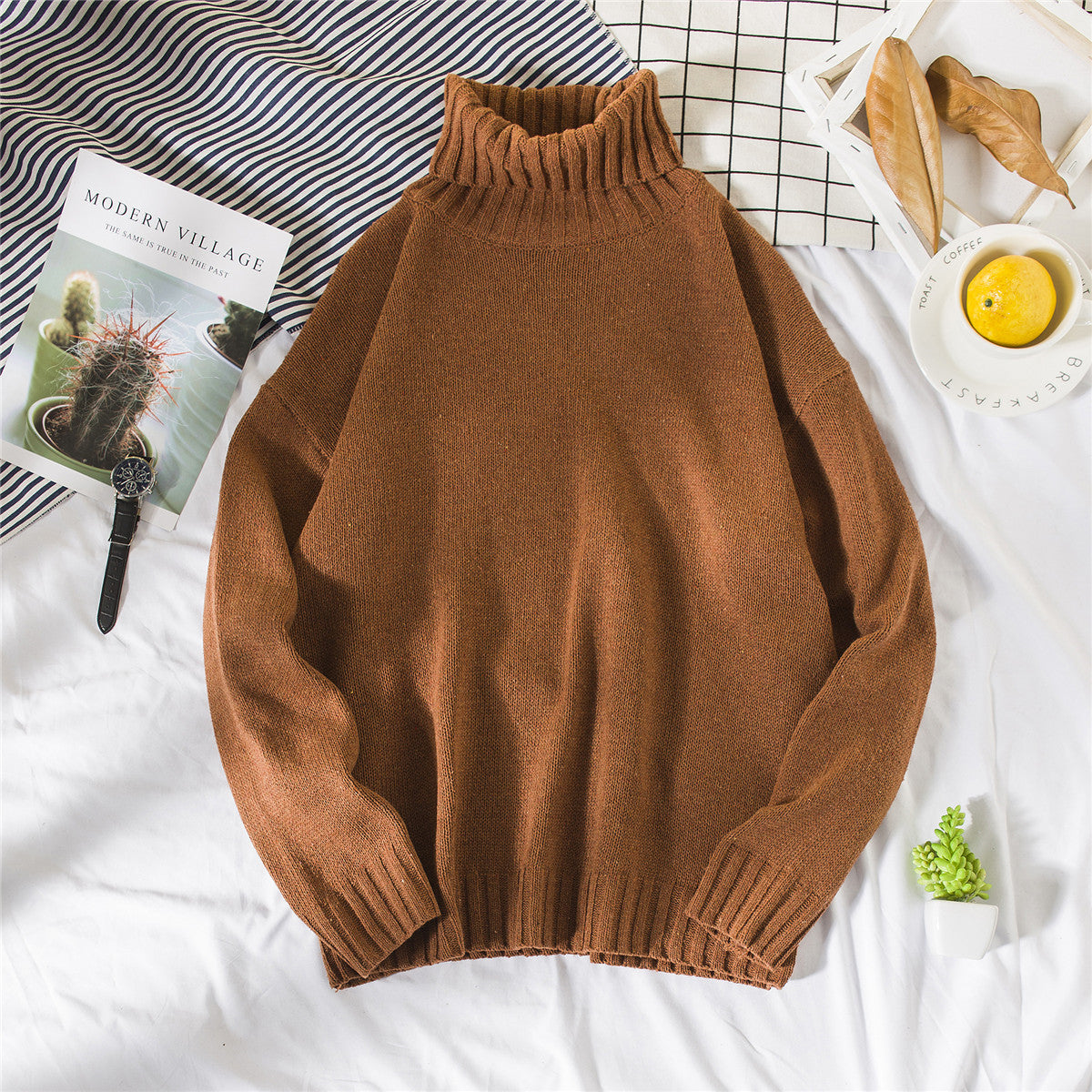 Soft Oversized Winter Turtleneck Sweater