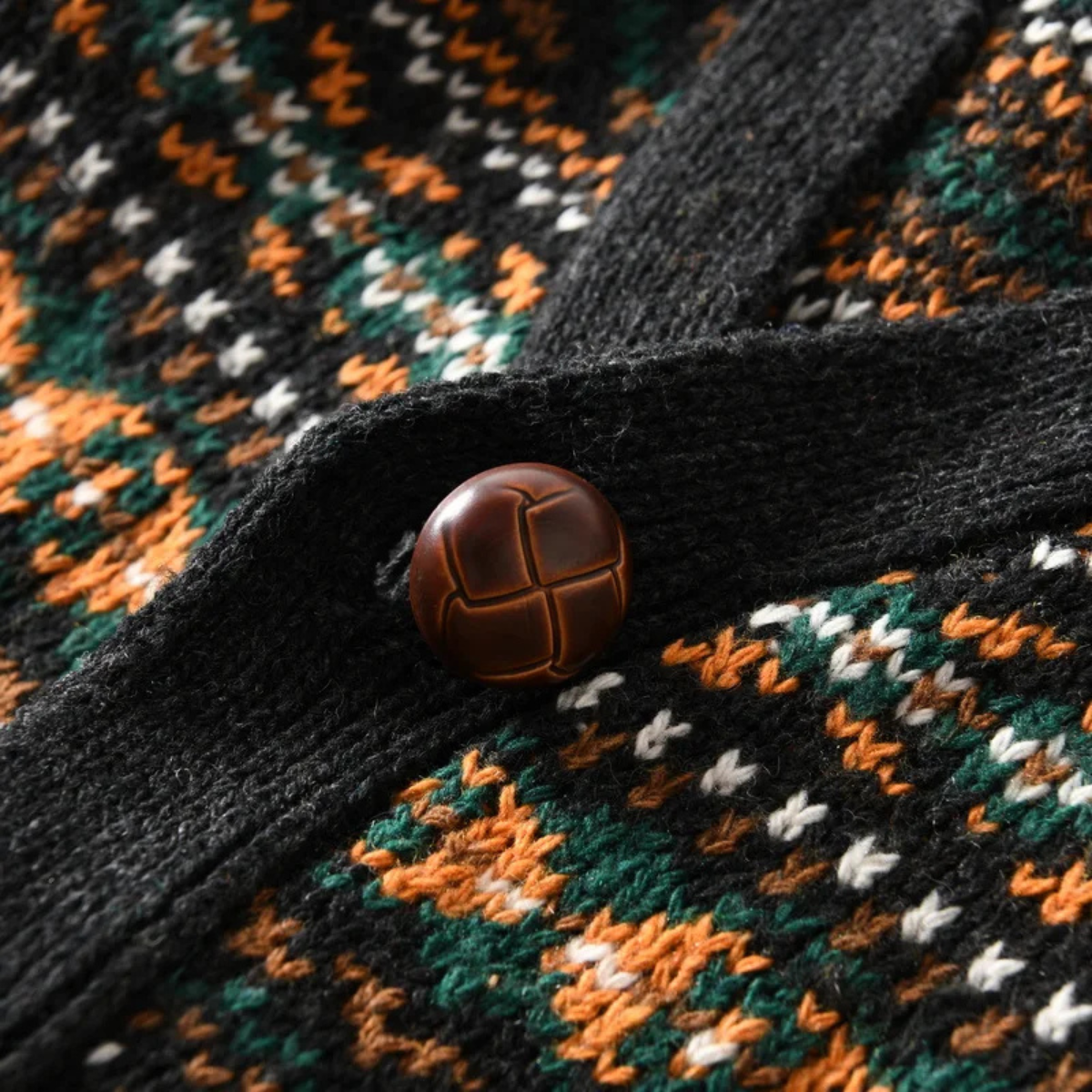Classic Mens Knit Patterned Button Cardigan Sweater