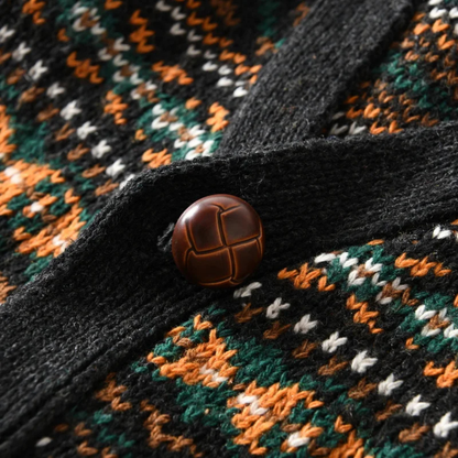 Classic Mens Knit Patterned Button Cardigan Sweater