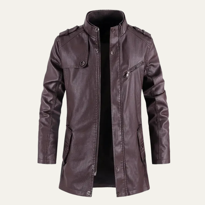Warm Fleece Lined Genuine Leather Mens Jacket