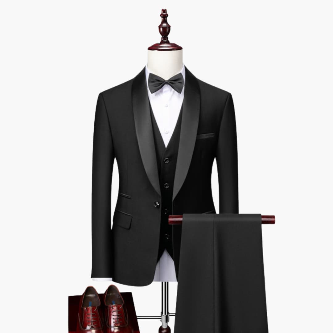 Classic Red Contrast Three Piece Suit - Vossary