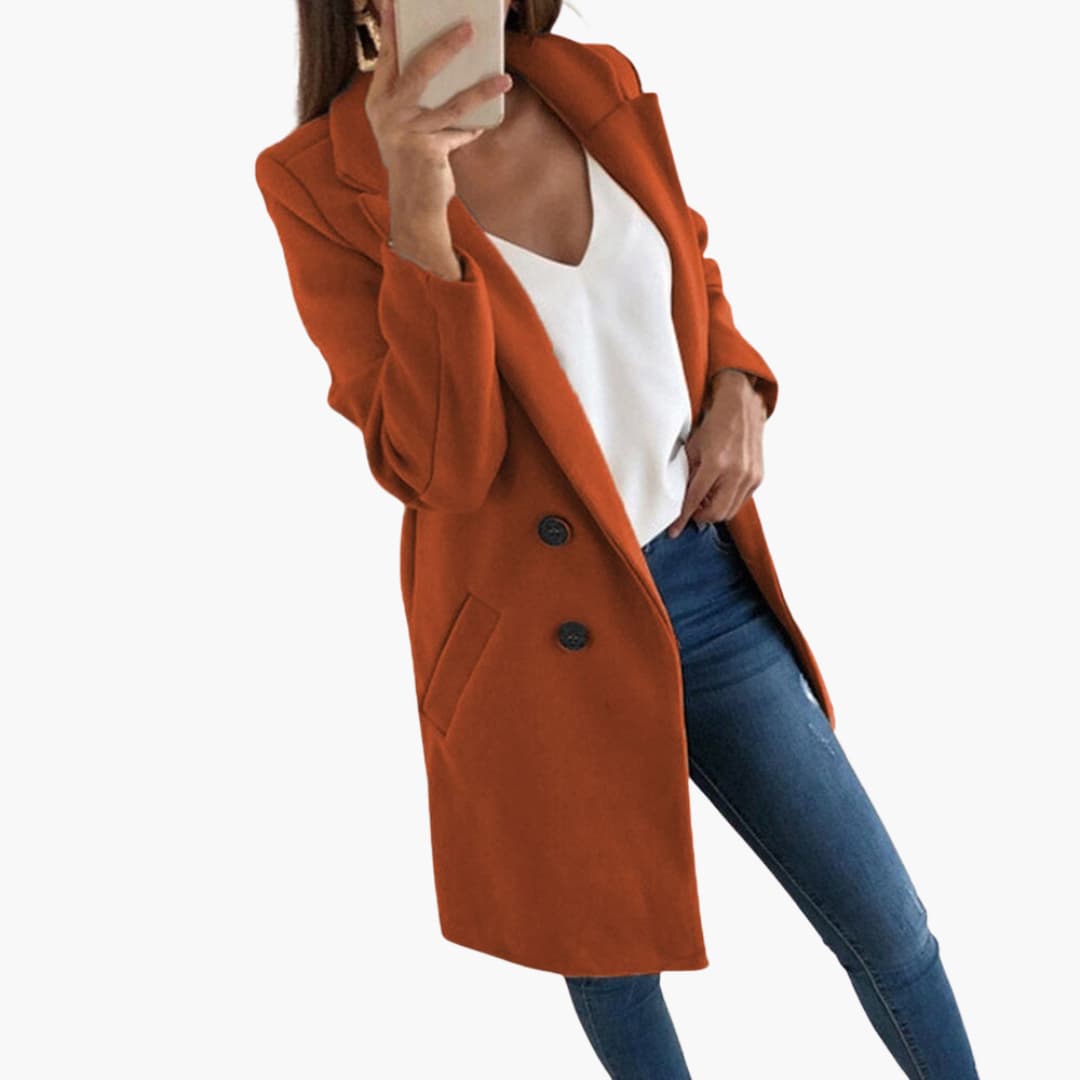 Ladies Classic Double Breasted Long Coat