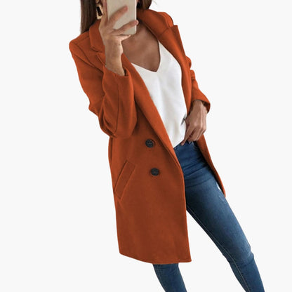 Ladies Classic Double Breasted Long Coat