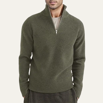 Men's Thick Crew Neck Half Zip Sweater