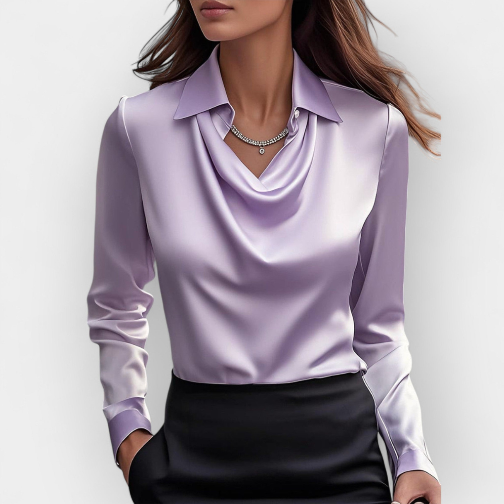 Luxurious Silk Blouse with Ruffled Neckline