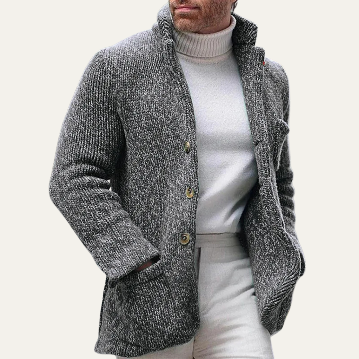 Cozy Men's Knit Button Cardigan Sweater