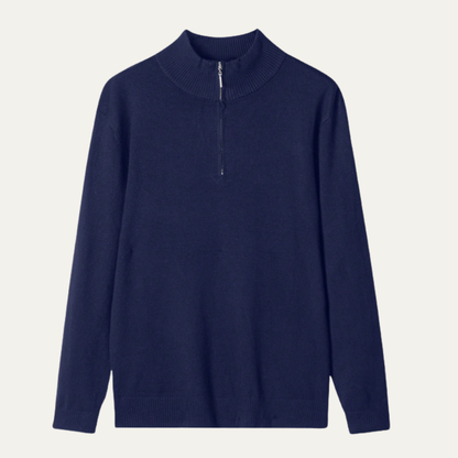 Luxury Men's Soft Mock Neck Zip Sweater