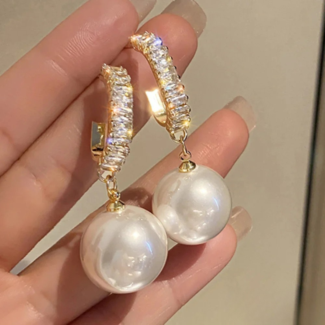 Elegant White Pearl Drop Earrings