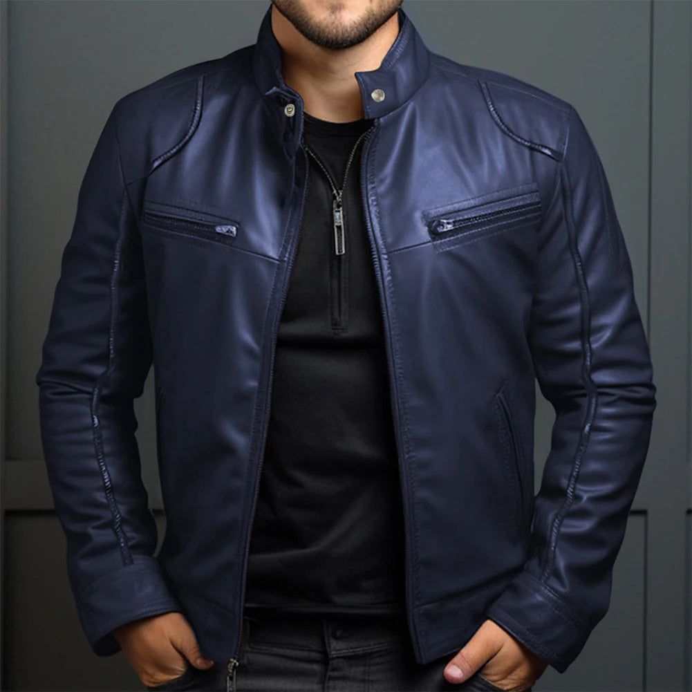 Classic Biker Leather Jacket for Men - Vossary