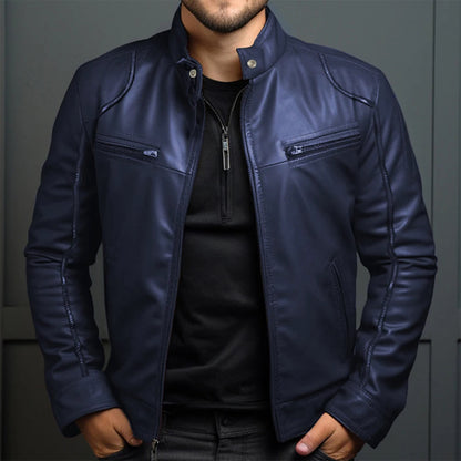 Classic Biker Leather Jacket for Men - Vossary