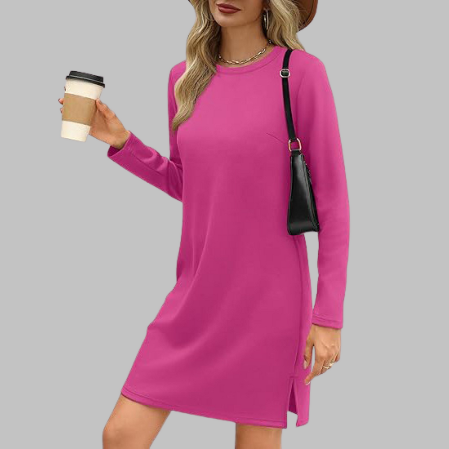 Soft Relaxed Fit Crew Neck Maxi Dress