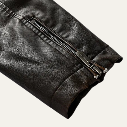 Classic Men's Fitted Leather Biker Jacket