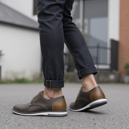 Classic Brown Leather Lace Up Sneakers