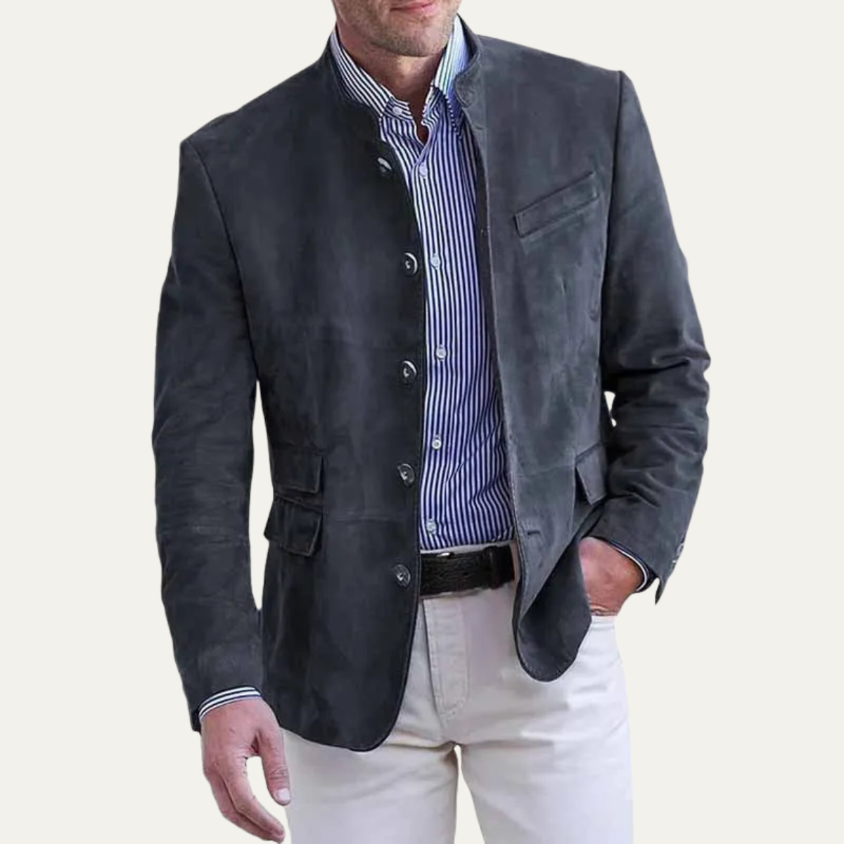 Classic Men's Suede Leather Jacket Coat
