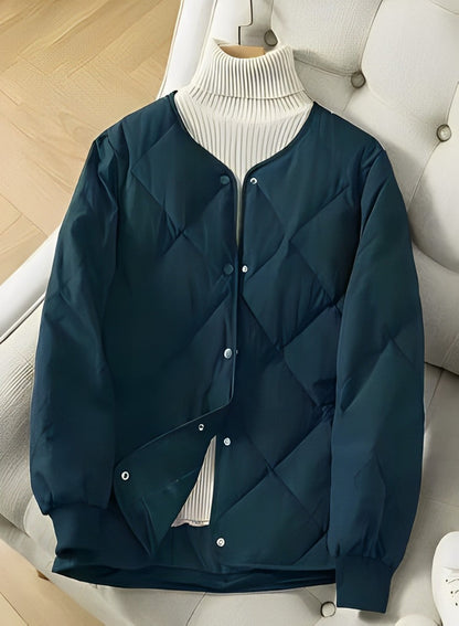 Warm Women's Padded Coat with Button Front