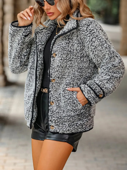 Cozy Pockets Flannel Button Jacket