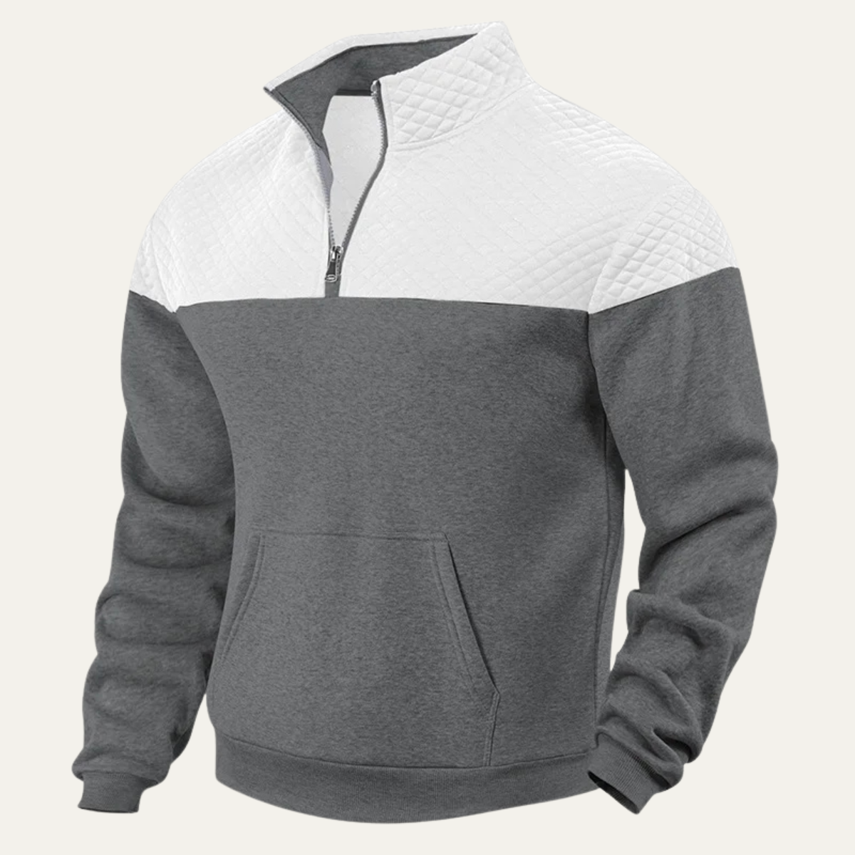 Men's Quilted Colorblock Zip Up Sweater