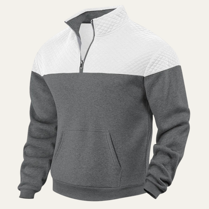 Men's Quilted Colorblock Zip Up Sweater