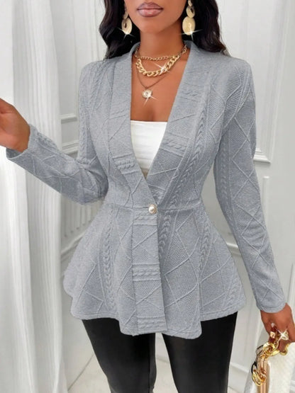 Simple Knit Ruffled Cardigan Sweater