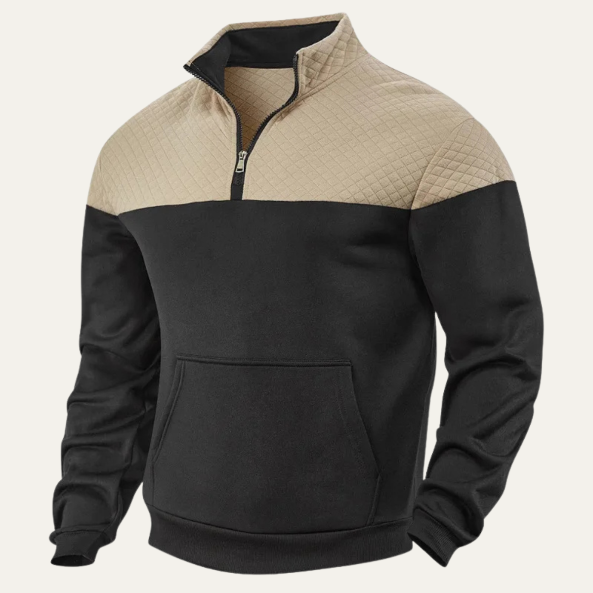 Men's Quilted Colorblock Zip Up Sweater