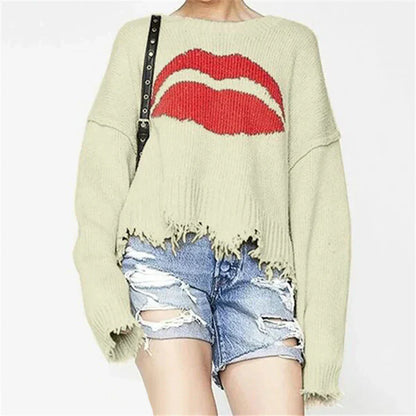 Comfy Women's Graphic Knit Sweater - EasyApparels