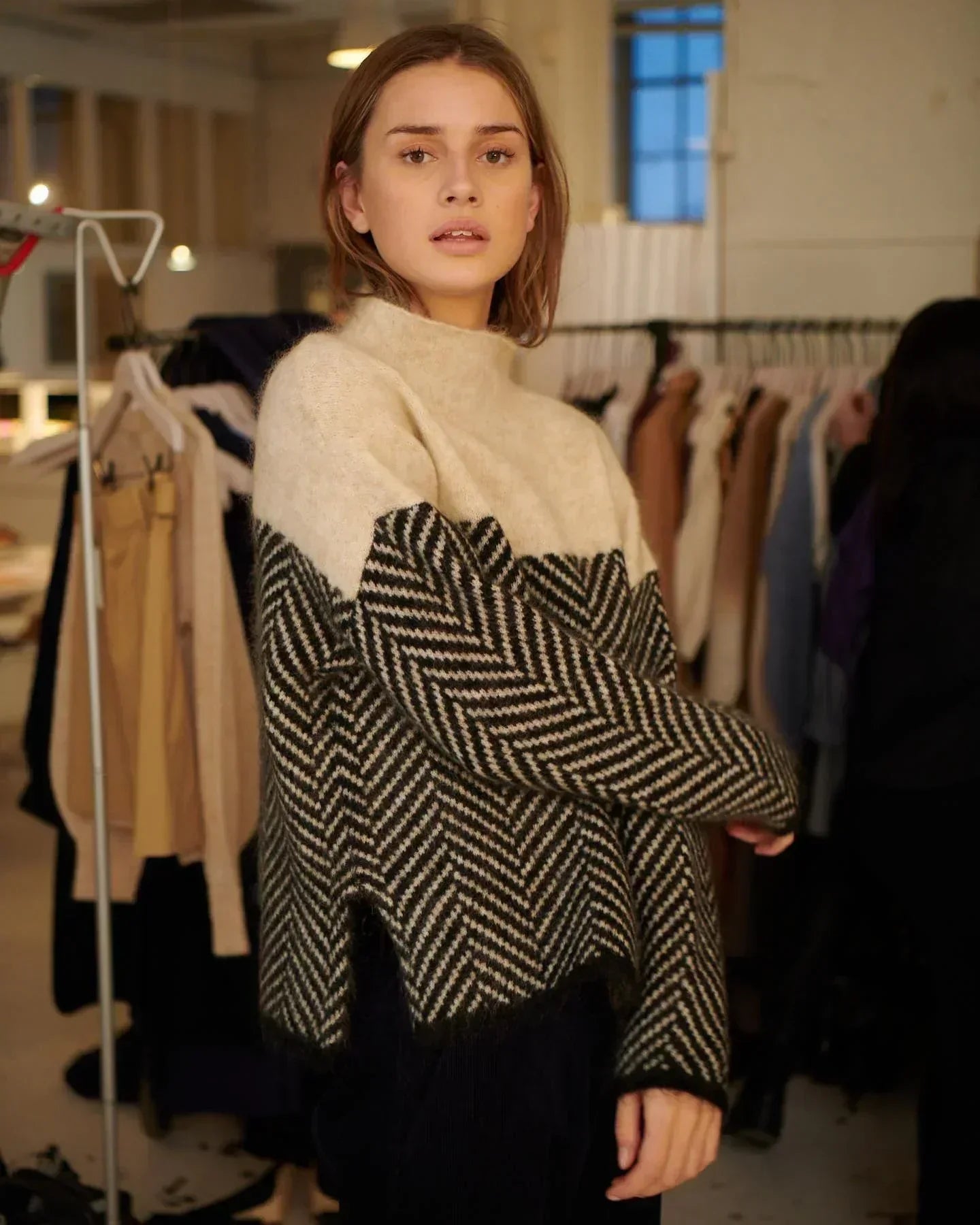Comfy Oversized Crew Neck Knit Sweater for Women