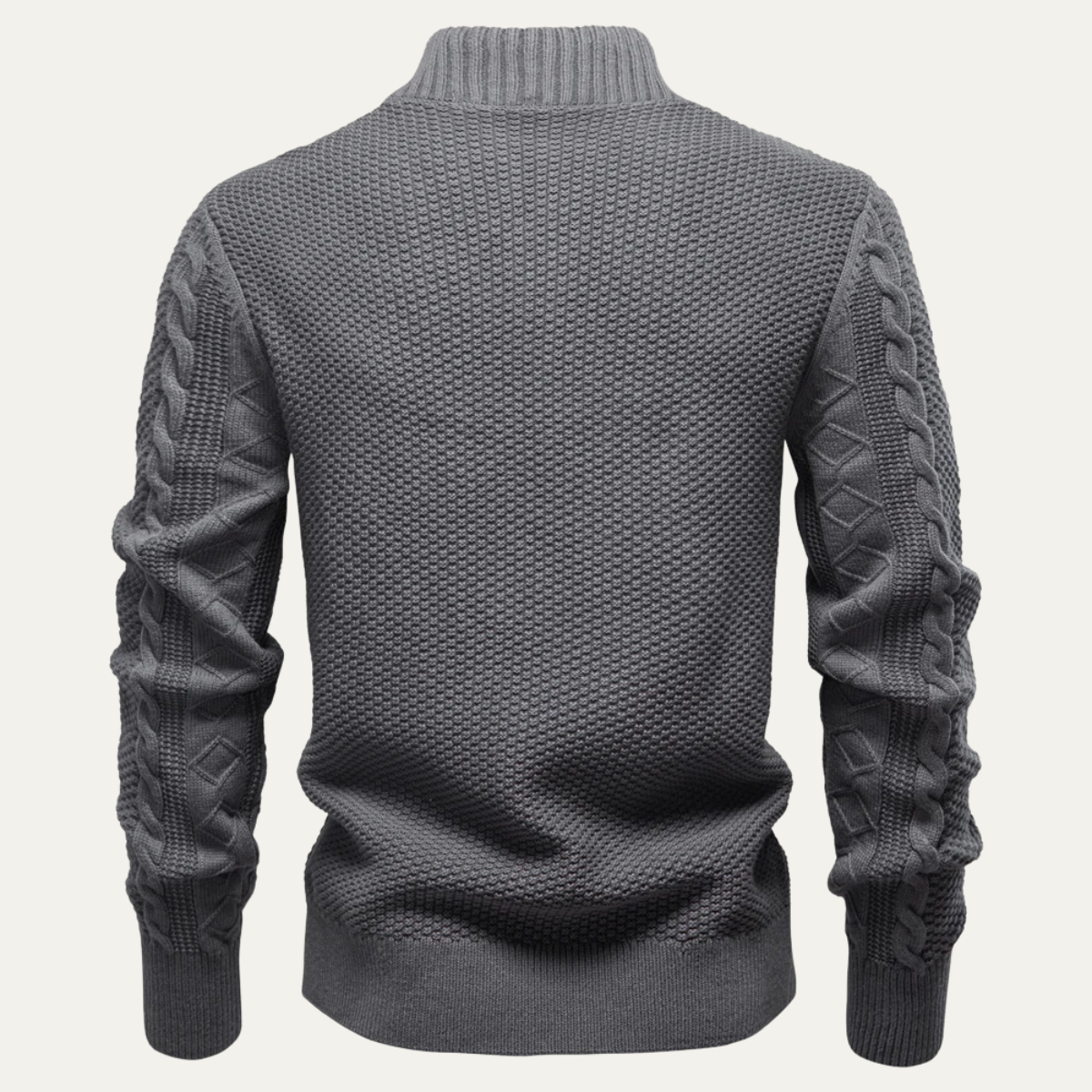 Stylish Men's Thin Cable Knit Zip Sweater
