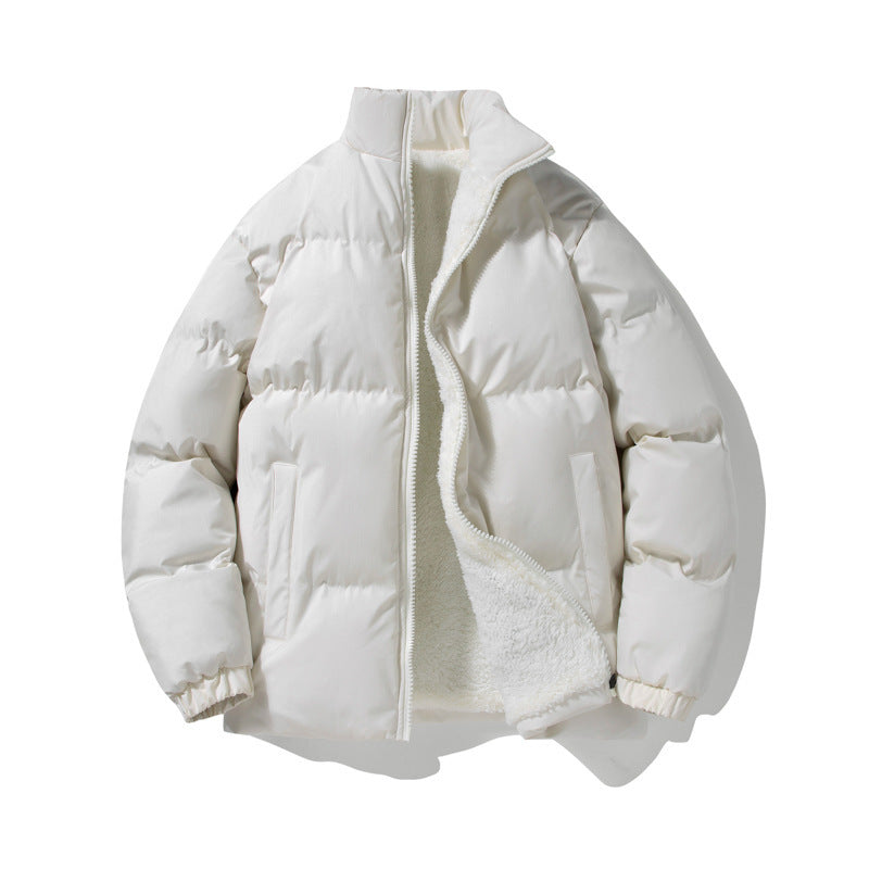 Warm Men's Down Jacket – Fleece Lined, High Collar