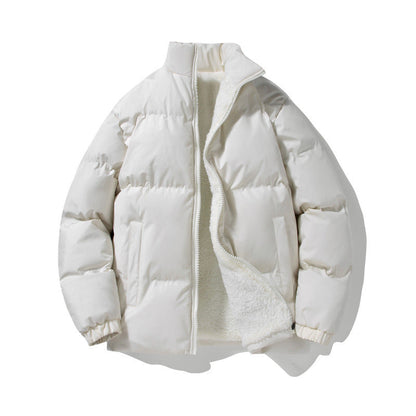 Warm Men's Down Jacket – Fleece Lined, High Collar