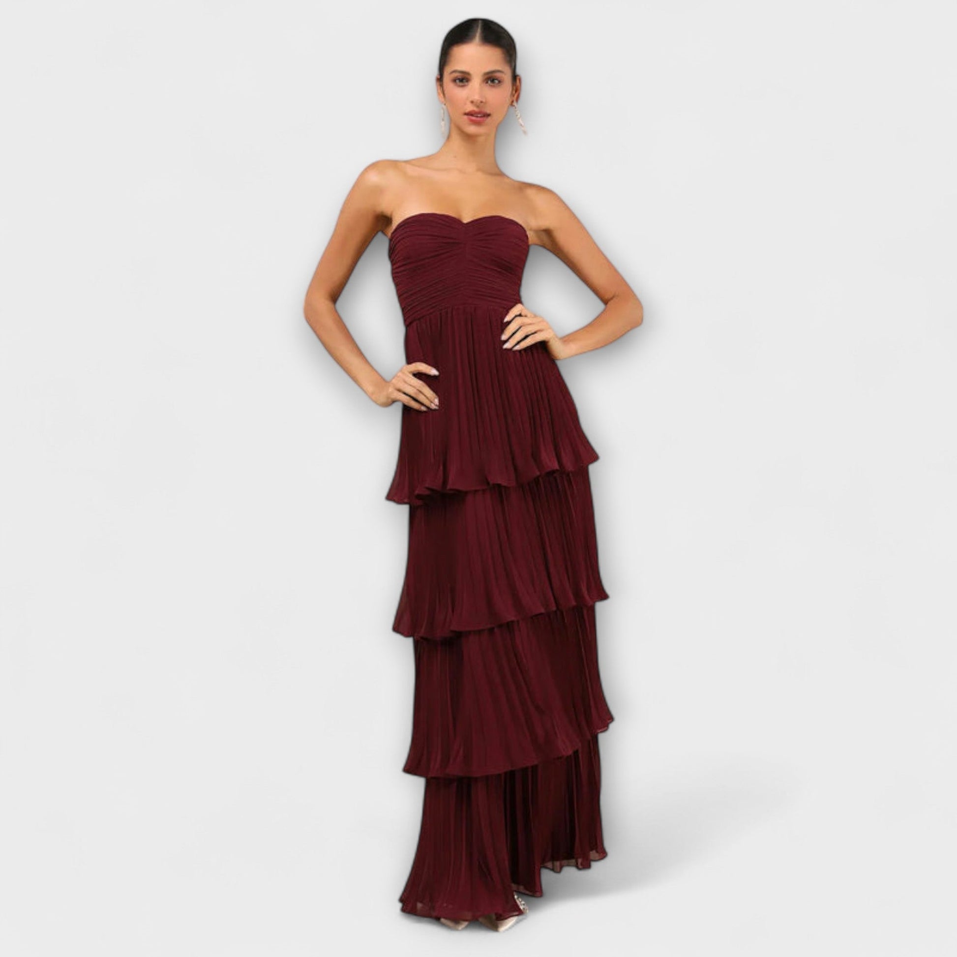 Elegant Off Shoulder Tiered Maxi Dress for Women - Vossary
