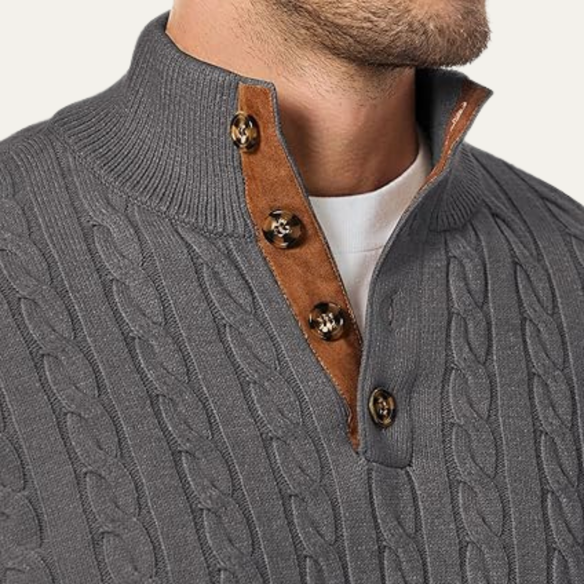 Classic Men's Crew Neck Cable Sweater