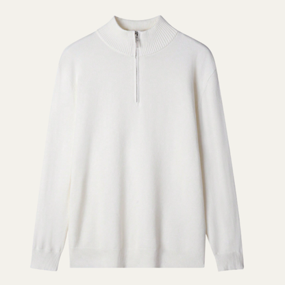 Luxury Men's Soft Mock Neck Zip Sweater