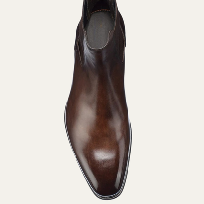 Classic Brown Leather Ankle Boots for Men