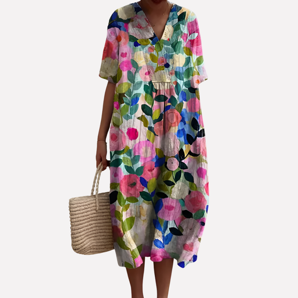 Pretty V-Neck Summer Dress for Women