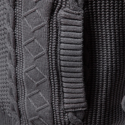 Stylish Men's Thin Cable Knit Zip Sweater