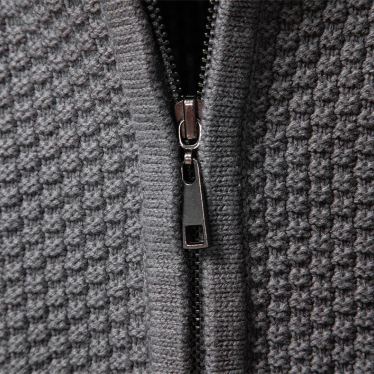 Stylish Men's Thin Cable Knit Zip Sweater
