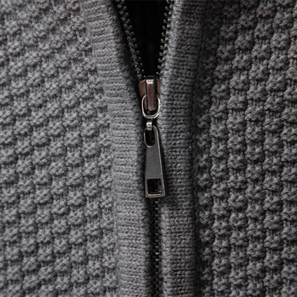 Stylish Men's Thin Cable Knit Zip Sweater