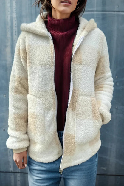 Classic Plaid Oversized Hooded Winter Coat