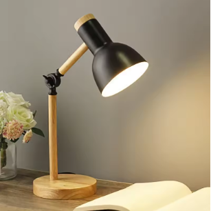 Compact Wooden Night Table Lamp