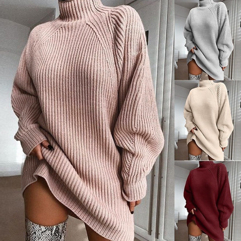 Cozy Women's Turtleneck Sweater Dress Winter Wear - Luxicro