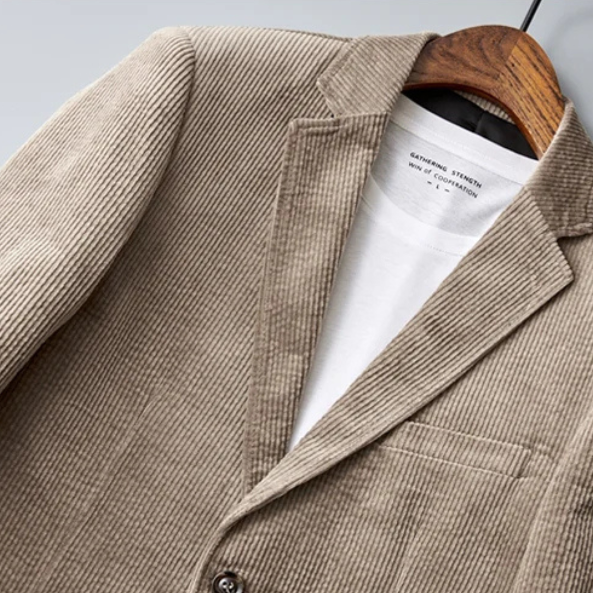 Stylish Men's Fitted Corduroy Jacket Suit